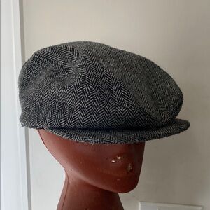 Gray Herringbone Flat Cap